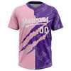 Maxcorners Custom Graffiti Pattern White Purple-Light Pink 3D Scratch Two-Button Unisex Softball Jersey LM2605