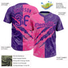 Maxcorners Custom Graffiti Pattern Purple-Pink 3D Scratch Two-Button Unisex Softball Jersey LM2605