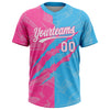Maxcorners Custom Graffiti Pattern White Sky Blue-Pink 3D Scratch Two-Button Unisex Softball Jersey LM2605