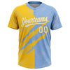 Maxcorners Custom Graffiti Pattern White Light Blue-Yellow 3D Scratch Two-Button Unisex Softball Jersey LM2605