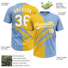 Maxcorners Custom Graffiti Pattern White Light Blue-Yellow 3D Scratch Two-Button Unisex Softball Jersey LM2605
