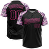 Maxcorners Custom Black Pink Pattern Salute To Service Camo Raglan Sleeves Two-Button Unisex Softball Jersey LM2605