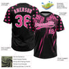 Maxcorners Custom Black Pink-White Distressed Scratch Brush Stroke Star Raglan Sleeves Two-Button Unisex Softball Jersey LM2605