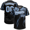 Maxcorners Custom Black Light Blue-White Distressed Scratch Brush Stroke Star Raglan Sleeves Two-Button Unisex Softball Jersey LM2605