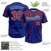 Maxcorners Custom Royal Red-White Distressed Scratch Brush Stroke Star Raglan Sleeves Two-Button Unisex Softball Jersey LM2605