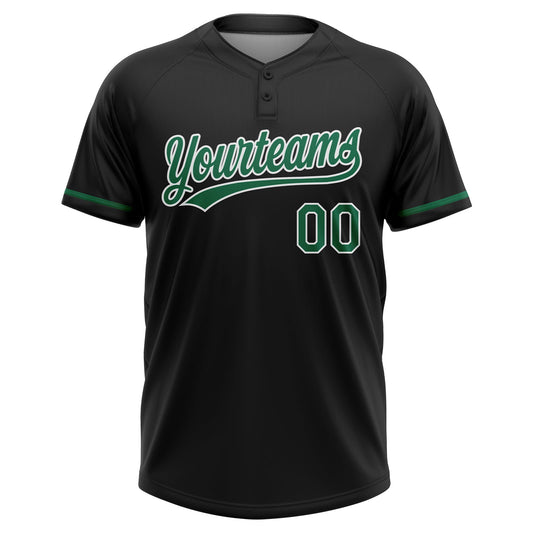 Maxcorners Custom Black Kelly Green-White Mexico Two-Button Unisex Softball Jersey LM2605