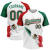Maxcorners Custom White Kelly Green-Red The Abstract Wing With Mexican Flag Two-Button Unisex Softball Jersey LM2605