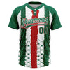 Maxcorners Custom Kelly Green Red-White Mexico Two-Button Unisex Softball Jersey LM2605