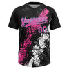 Maxcorners Custom Black Pink White-Light Blue Dripping Splatter Cracked Texture Two-Button Unisex Softball Jersey LM2605
