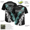 Maxcorners Custom Black Ice Blue-White Dripping Splatter Cracked Texture Two-Button Unisex Softball Jersey LM2605