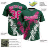 Maxcorners Custom Kelly Green Hot Pink-White Dripping Splatter Cracked Texture Two-Button Unisex Softball Jersey LM2605