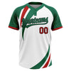 Maxcorners Custom White Red Kelly Green-Black Mexico Two-Button Unisex Softball Jersey LM2605