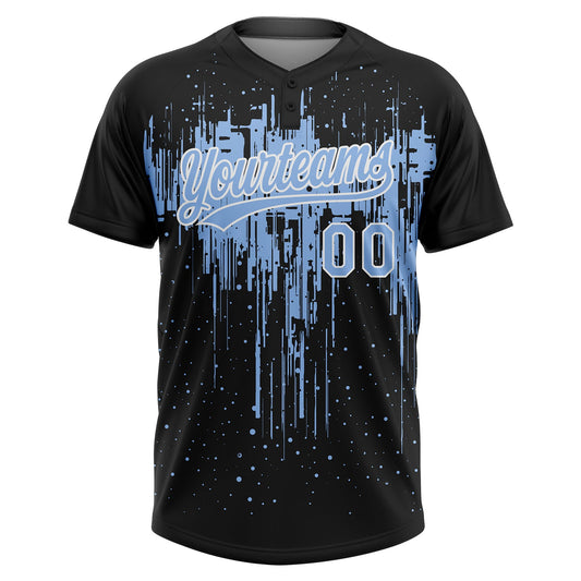 Maxcorners Custom Black Light Blue-White Dripping Splatter Paint Two-Button Unisex Softball Jersey LM2605