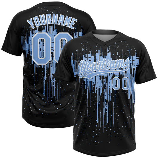 Maxcorners Custom Black Light Blue-White Dripping Splatter Paint Two-Button Unisex Softball Jersey LM2605