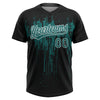 Maxcorners Custom Black Teal-White Dripping Splatter Paint Two-Button Unisex Softball Jersey LM2605