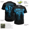 Maxcorners Custom Black Sky Blue Dripping Splatter Paint Two-Button Unisex Softball Jersey LM2605