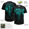 Maxcorners Custom Black Aqua Dripping Splatter Paint Two-Button Unisex Softball Jersey LM2605