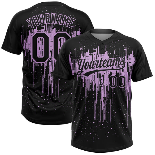 Maxcorners Custom Black Light Purple Dripping Splatter Paint Two-Button Unisex Softball Jersey LM2605