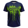 Maxcorners Custom Navy Neon Green Dripping Splatter Paint Two-Button Unisex Softball Jersey LM2605