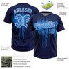 Maxcorners Custom Navy Electric Blue-White Dripping Splatter Paint Two-Button Unisex Softball Jersey LM2605