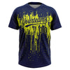 Maxcorners Custom Navy Neon Yellow Dripping Splatter Paint Two-Button Unisex Softball Jersey LM2605