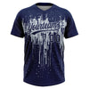 Maxcorners Custom Navy Silver Dripping Splatter Paint Two-Button Unisex Softball Jersey LM2605