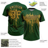 Maxcorners Custom Green Old Gold-Black Dripping Splatter Paint Two-Button Unisex Softball Jersey LM2605