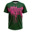 Maxcorners Custom Green Pink-Black Dripping Splatter Paint Two-Button Unisex Softball Jersey LM2605