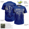 Maxcorners Custom Royal Gray Dripping Splatter Paint Two-Button Unisex Softball Jersey LM2605