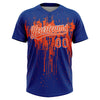 Maxcorners Custom Royal Orange-White Dripping Splatter Paint Two-Button Unisex Softball Jersey LM2605