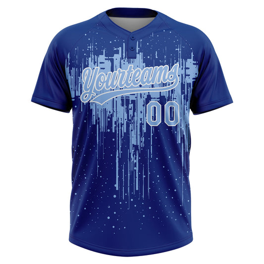 Maxcorners Custom Royal Light Blue-White Dripping Splatter Paint Two-Button Unisex Softball Jersey LM2605