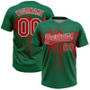 Maxcorners Custom Kelly Green Red-White Dripping Splatter Paint Two-Button Unisex Softball Jersey LM2605
