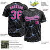 Maxcorners Custom Black Pink-Light Blue Abstract Network Two-Button Unisex Softball Jersey LM2605