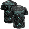 Maxcorners Custom Black Ice Blue Abstract Network Two-Button Unisex Softball Jersey LM2605