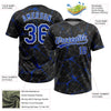 Maxcorners Custom Black Thunder Blue-White Abstract Network Two-Button Unisex Softball Jersey LM2605