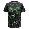Maxcorners Custom Black Pea Green Abstract Network Two-Button Unisex Softball Jersey LM2605