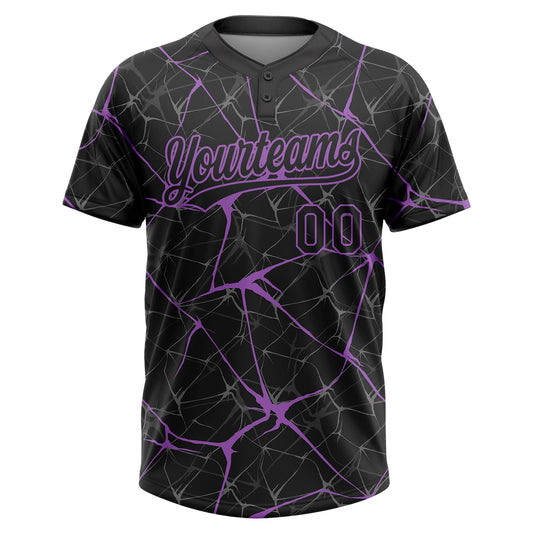 Maxcorners Custom Black Medium Purple Abstract Network Two-Button Unisex Softball Jersey LM2605