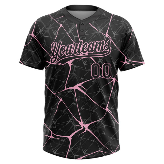 Maxcorners Custom Black Light Pink Abstract Network Two-Button Unisex Softball Jersey LM2605