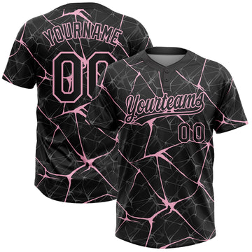 Maxcorners Custom Black Light Pink Abstract Network Two-Button Unisex Softball Jersey LM2605