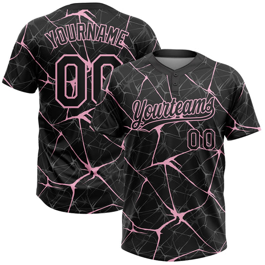 Maxcorners Custom Black Light Pink Abstract Network Two-Button Unisex Softball Jersey LM2605
