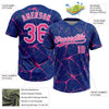 Maxcorners Custom Royal Pink-White Abstract Network Two-Button Unisex Softball Jersey LM2605