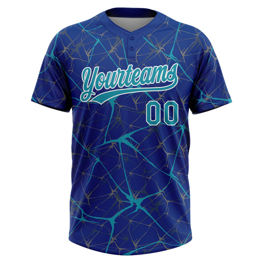 Maxcorners Custom Royal Teal-White Abstract Network Two-Button Unisex Softball Jersey LM2605