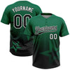 Maxcorners Custom Kelly Green Black-White Gradient Style Twinkle Star Two-Button Unisex Softball Jersey LM2605