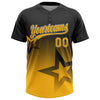 Maxcorners Custom Black Gold-White Gradient Style Twinkle Star Two-Button Unisex Softball Jersey LM2605