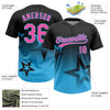 Maxcorners Custom Black Pink-Sky Blue Gradient Style Twinkle Star Two-Button Unisex Softball Jersey LM2605