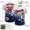 Maxcorners Custom White Red-Navy Gradient Style Twinkle Star Two-Button Unisex Softball Jersey LM2605