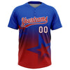 Maxcorners Custom Thunder Blue Red-White Gradient Style Twinkle Star Two-Button Unisex Softball Jersey LM2605