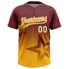 Maxcorners Custom Burgundy Gold-White Gradient Style Twinkle Star Two-Button Unisex Softball Jersey LM2605