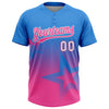 Maxcorners Custom Electric Blue Pink-White Gradient Style Twinkle Star Two-Button Unisex Softball Jersey LM2605