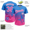 Maxcorners Custom Electric Blue Pink-White Gradient Style Twinkle Star Two-Button Unisex Softball Jersey LM2605